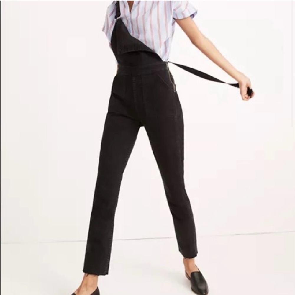 Madewell Black Raw Hem Overalls